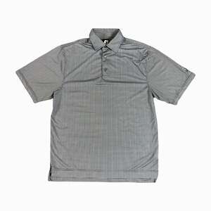 FootJoy Men's L Black/White Houndstooth Stretch Golf Polo Short Sleeve Shirt